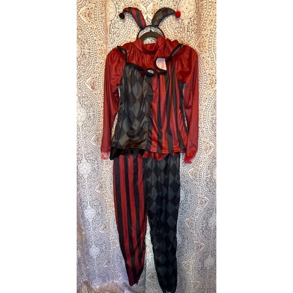 Spooktacular Creations Womens Scary Jester Halloween Costume M Red Black - Picture 2 of 9